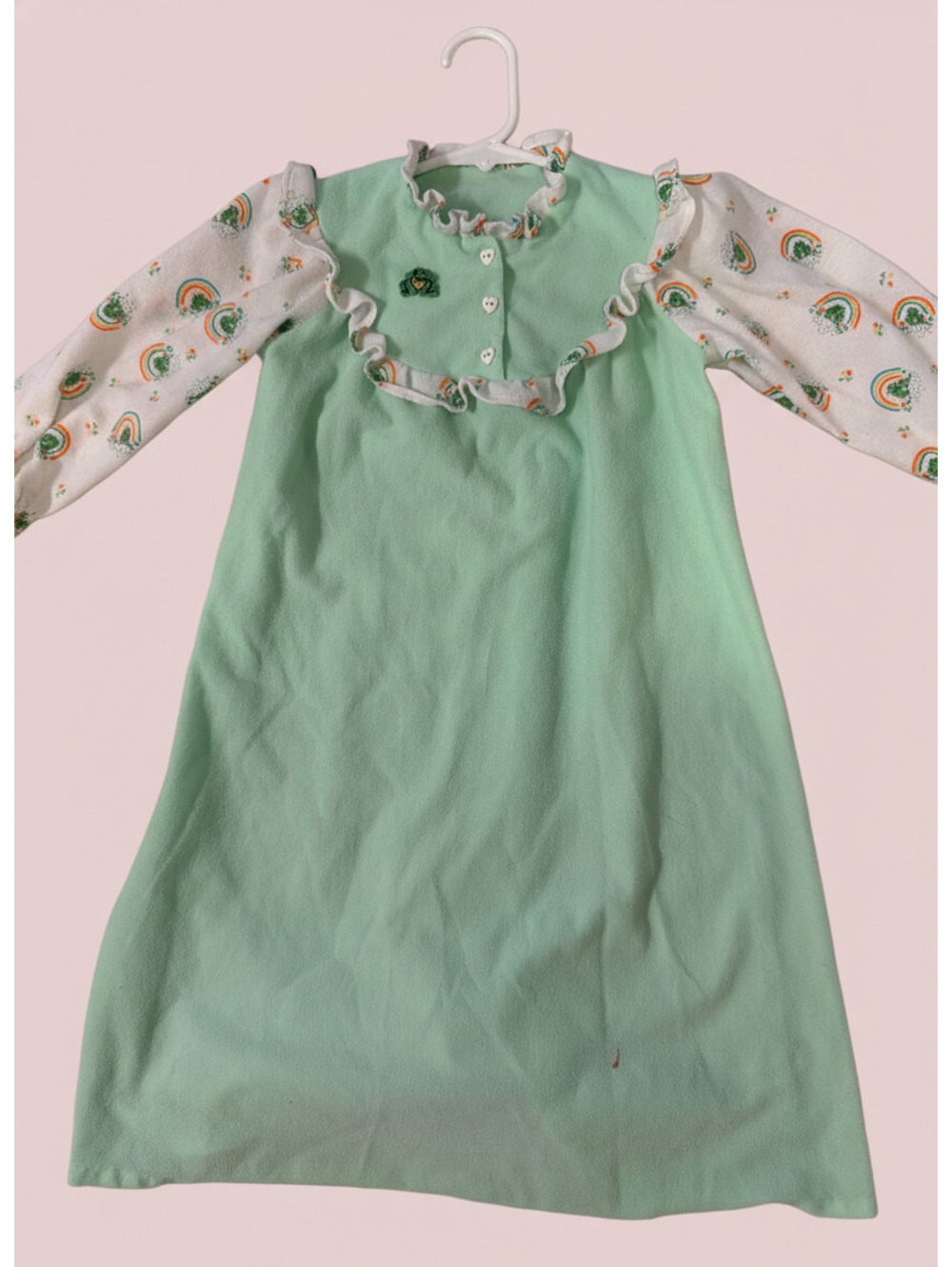 Vintage Handmade Green Frog Nightgown 2-4t